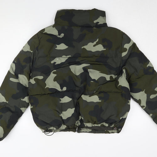 H&M Women’s Green Camouflage Puffer Jacket Size 10