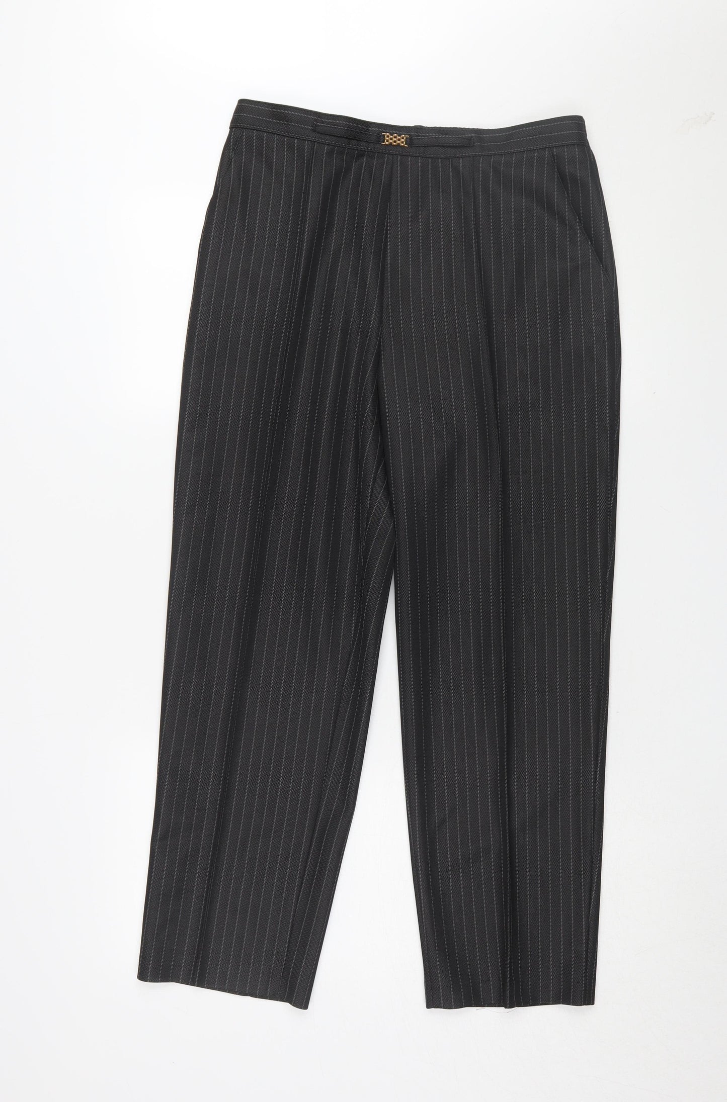 Marks and Spencer Women's Black Striped Trousers Size 14