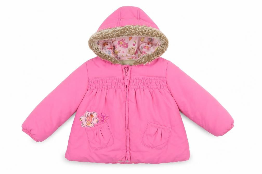 Front view of Marks & Spencer Pink unisex toddler puffer jacket 9-12m