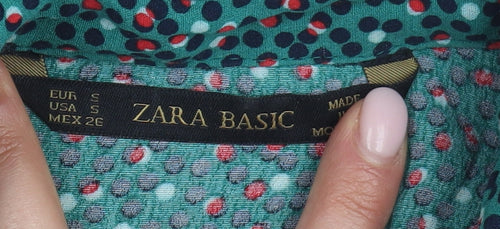 Zara Women's Green Polka Dot Shirt Dress, S