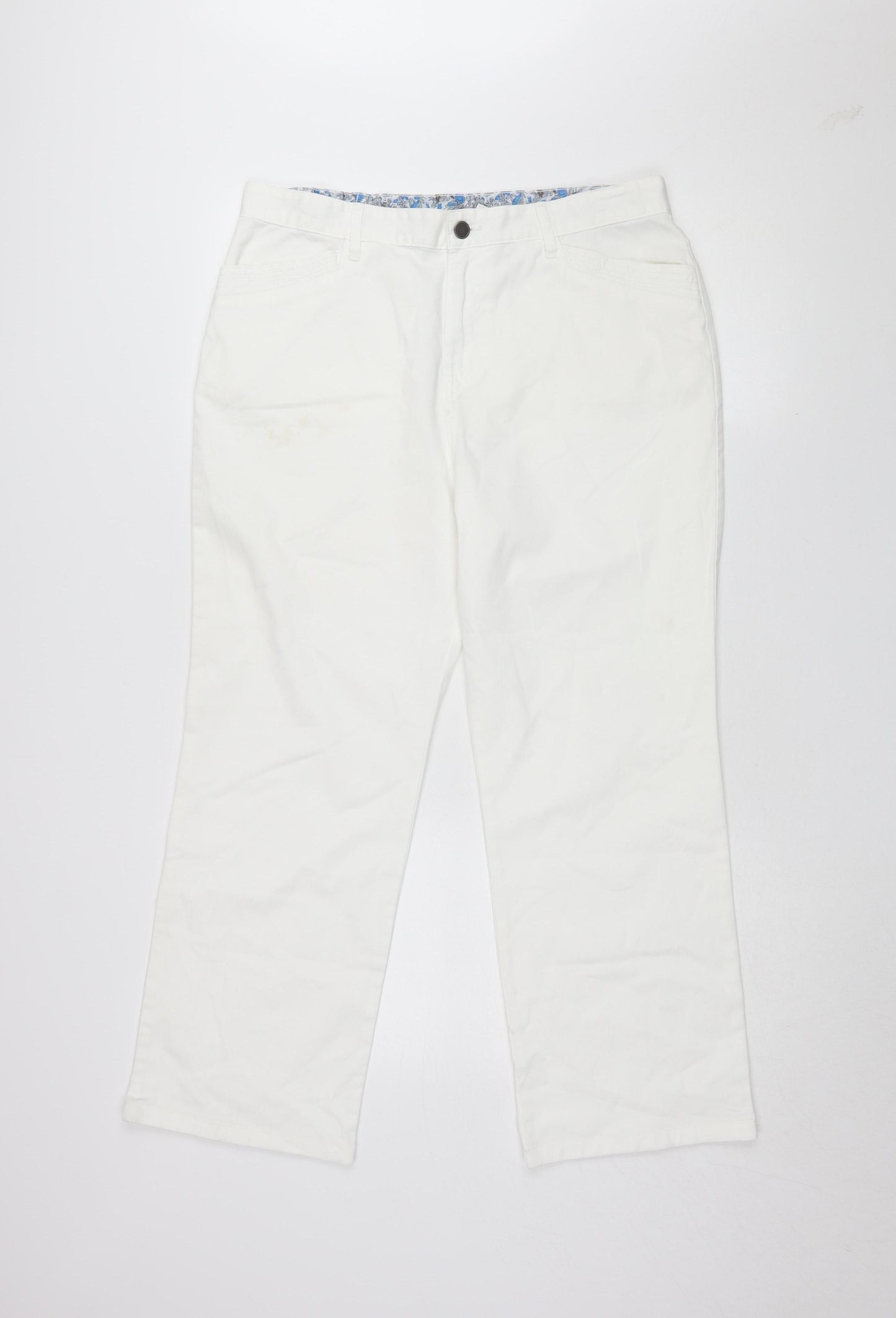 Marks and Spencer Women's White Chino Trousers, Size 14