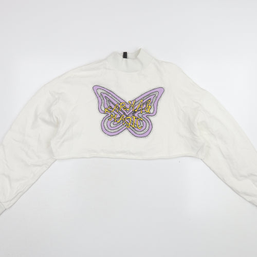 H&M Women's White Pullover Sweatshirt, Size 12