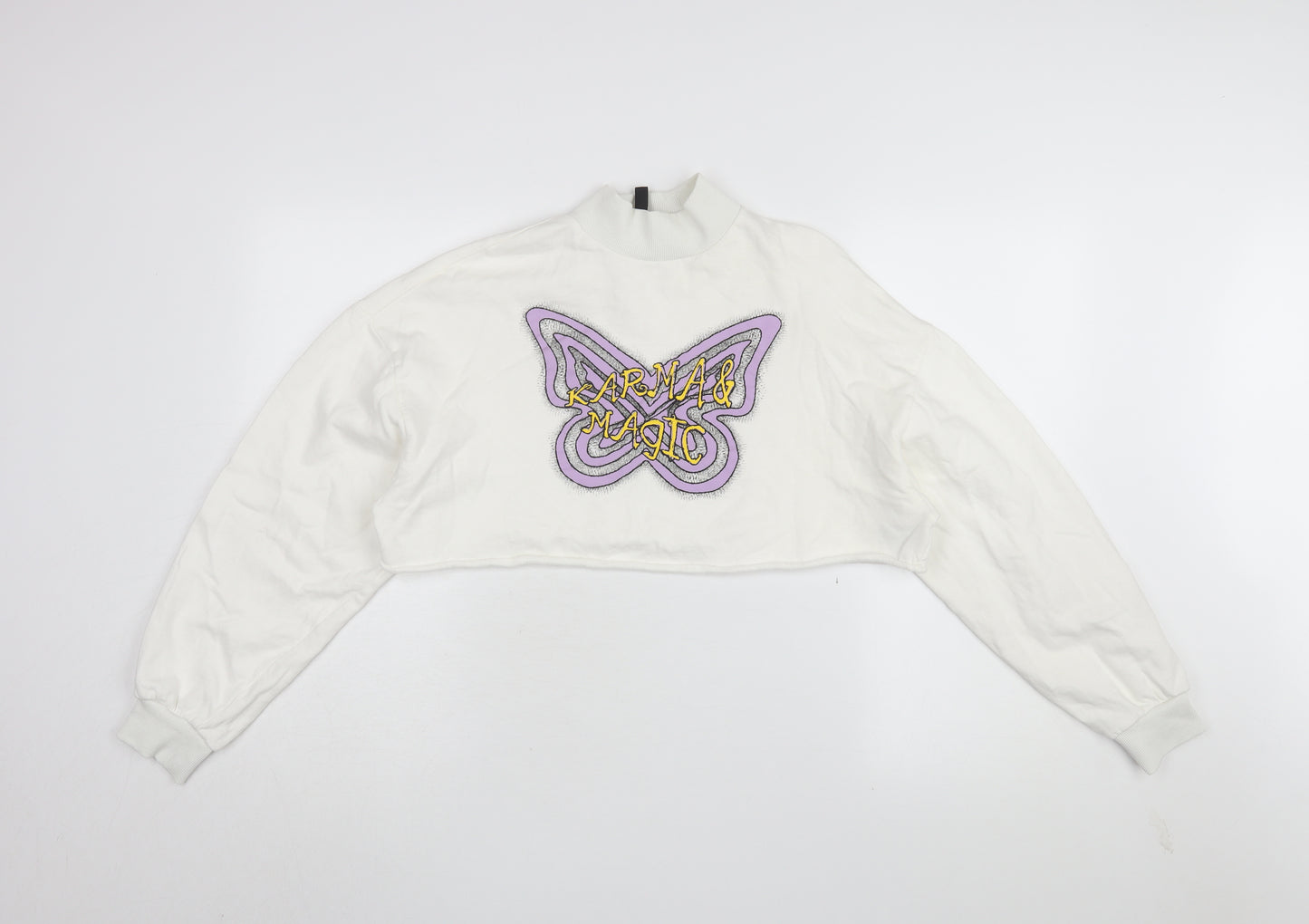 H&M Women's White Pullover Sweatshirt, Size 12