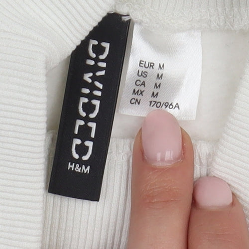 H&M Women's White Pullover Sweatshirt, Size 12