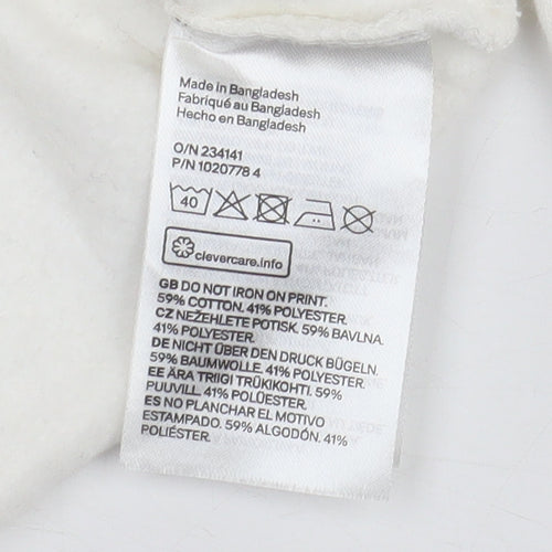 H&M Women's White Pullover Sweatshirt, Size 12