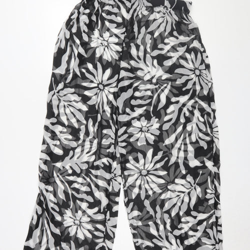 Topshop Women's Black Floral Wide-Leg Trousers