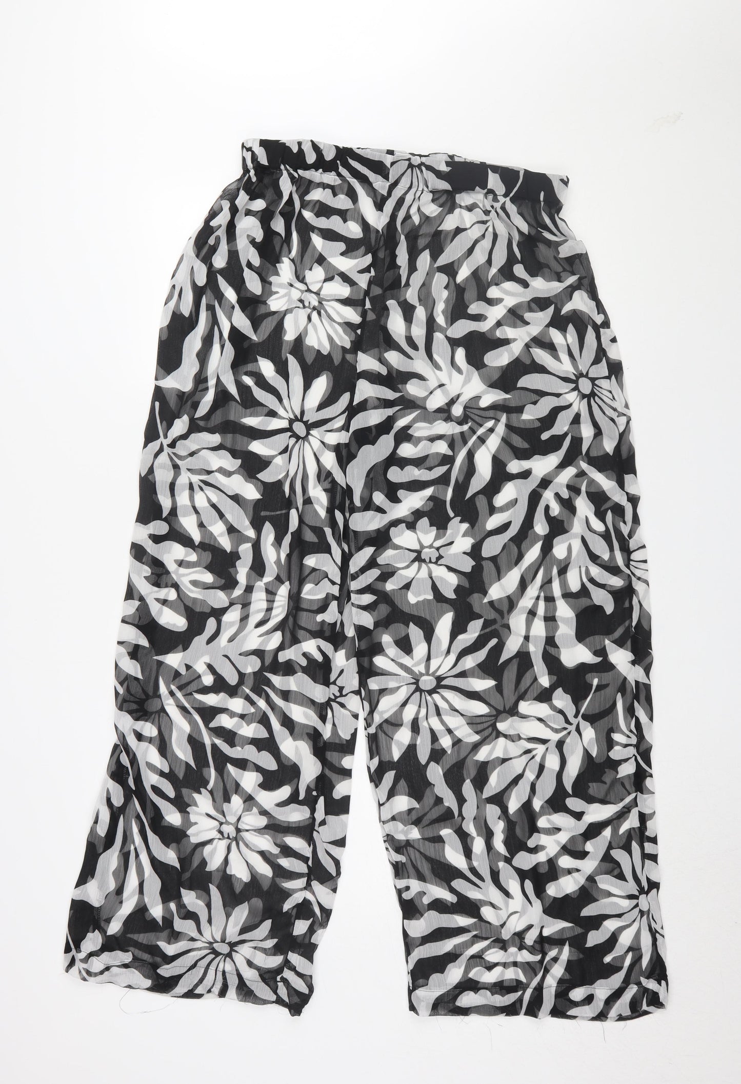 Topshop Women's Black Floral Wide-Leg Trousers