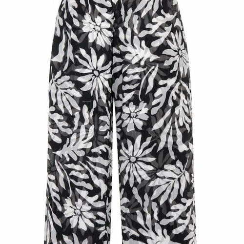 Topshop Women's Black Floral Wide-Leg Trousers