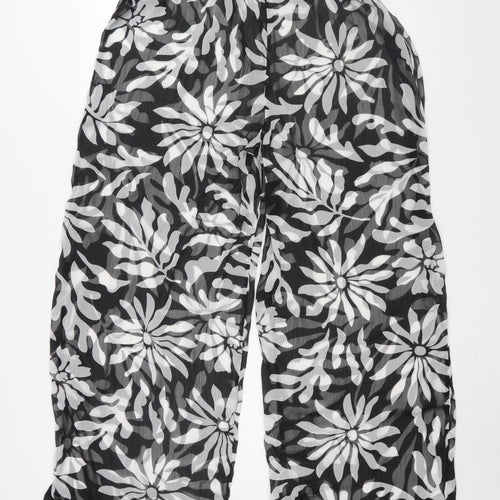 Topshop Women's Black Floral Wide-Leg Trousers