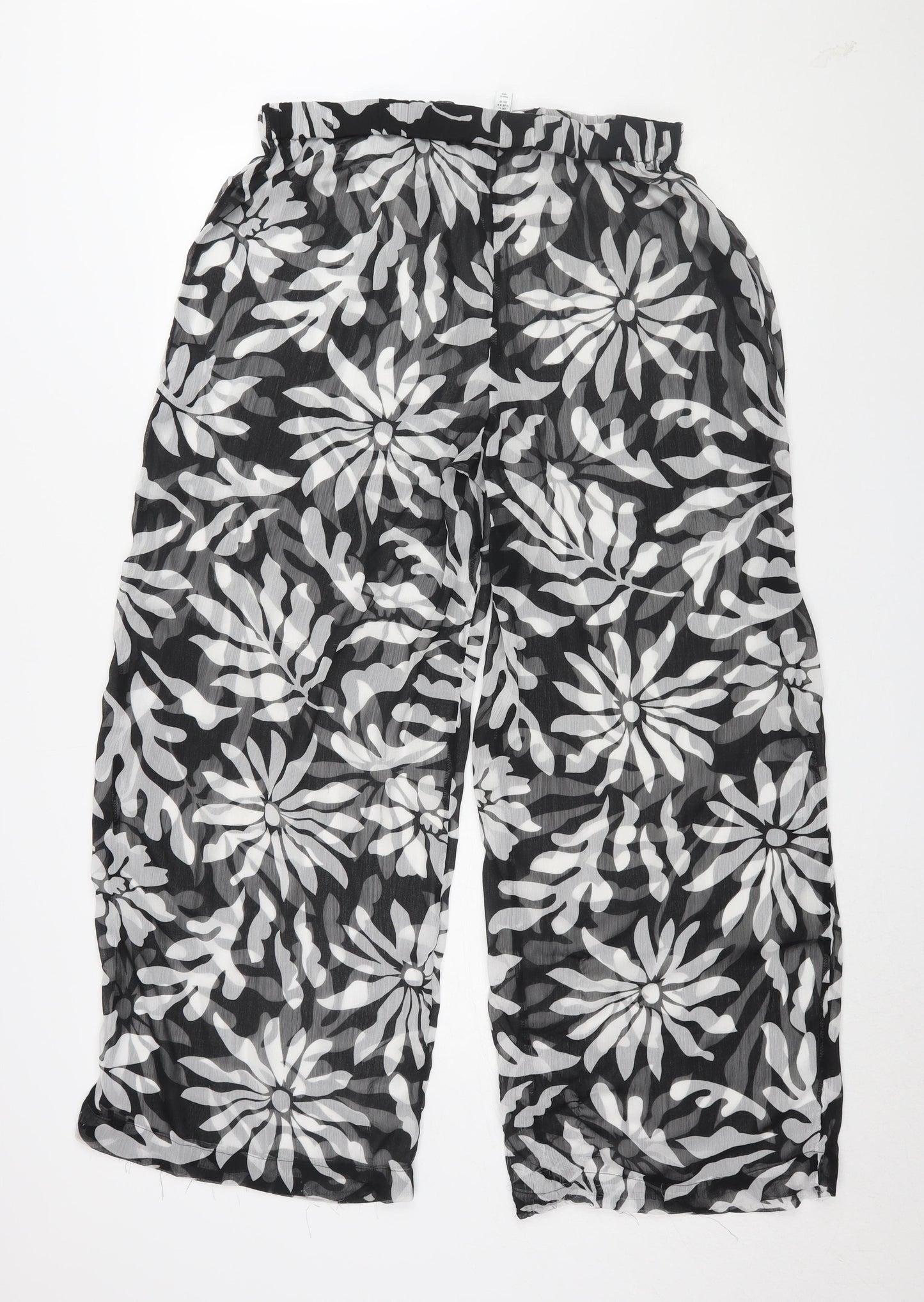 Topshop Women's Black Floral Wide-Leg Trousers