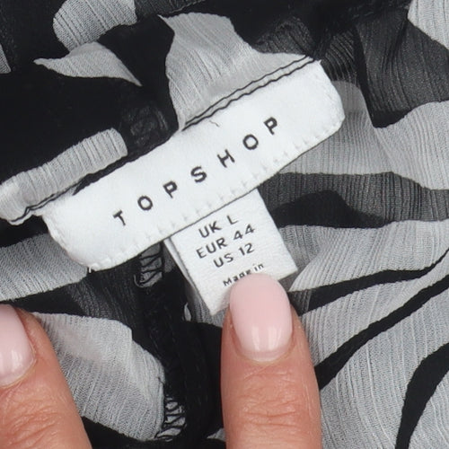 Topshop Women's Black Floral Wide-Leg Trousers