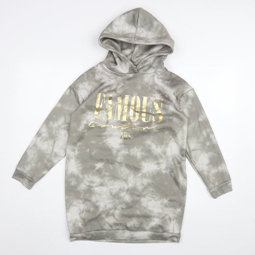 River Island Girls Grey Tie-Dye Hoodie Dress 9-10 Years