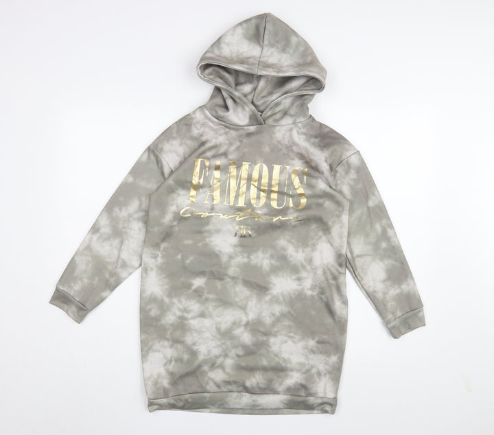 River Island Girls Grey Tie-Dye Hoodie Dress 9-10 Years