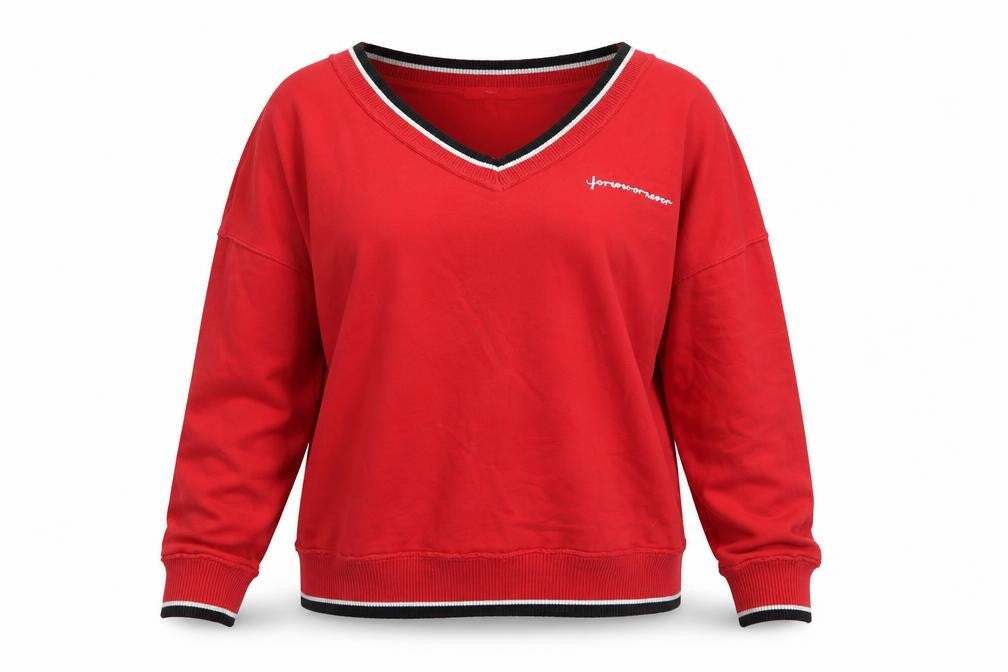 Front view of Next Women's Red V-Neck Pullover Sweatshirt, size 8