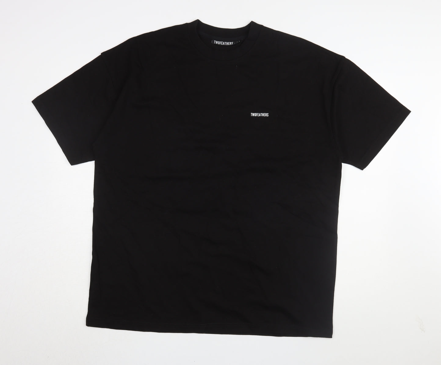 Twofeathers Black Cotton T-Shirt Large