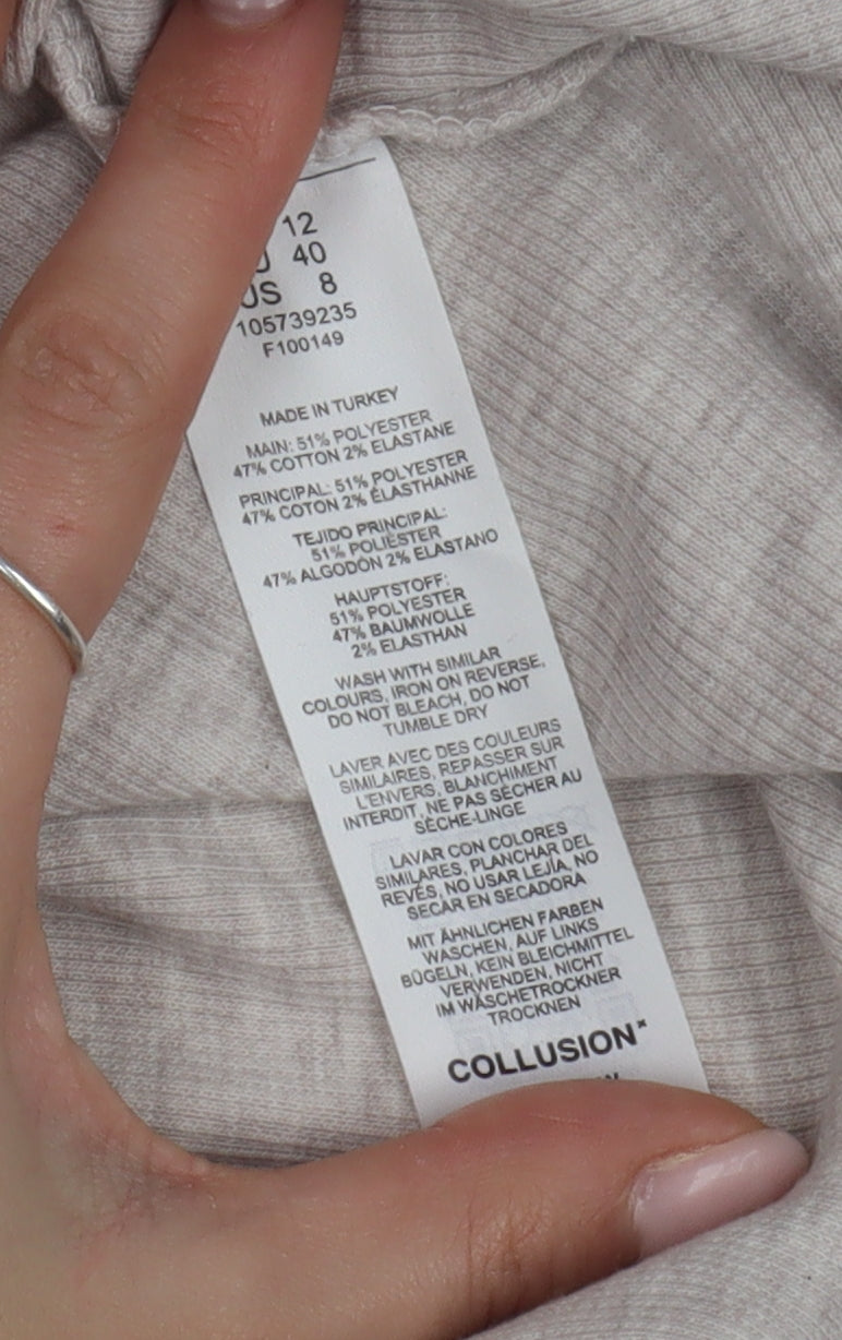Collusion Women's Beige Midi Skirt Size 12 Pencil Style