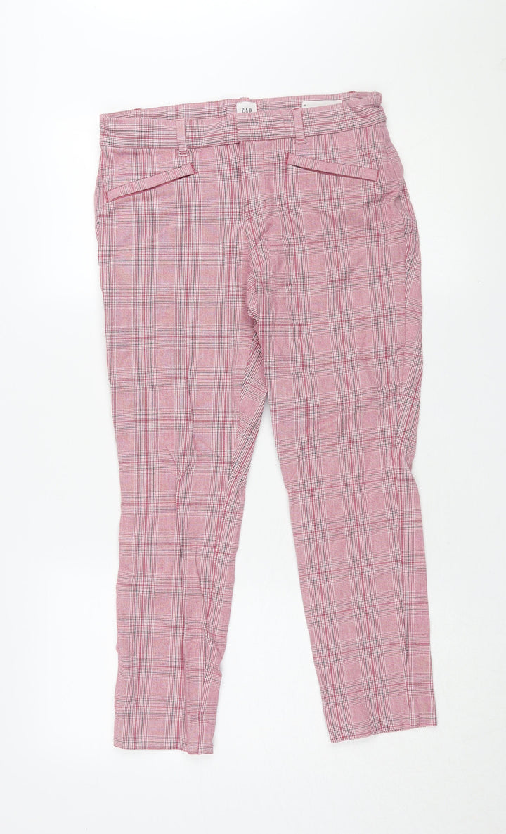 Gap Women's Pink Plaid Ankle Trousers Size 6