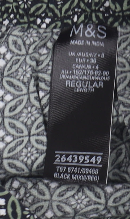 Marks and Spencer Women's Black Geometric Jogger Trousers UK 8