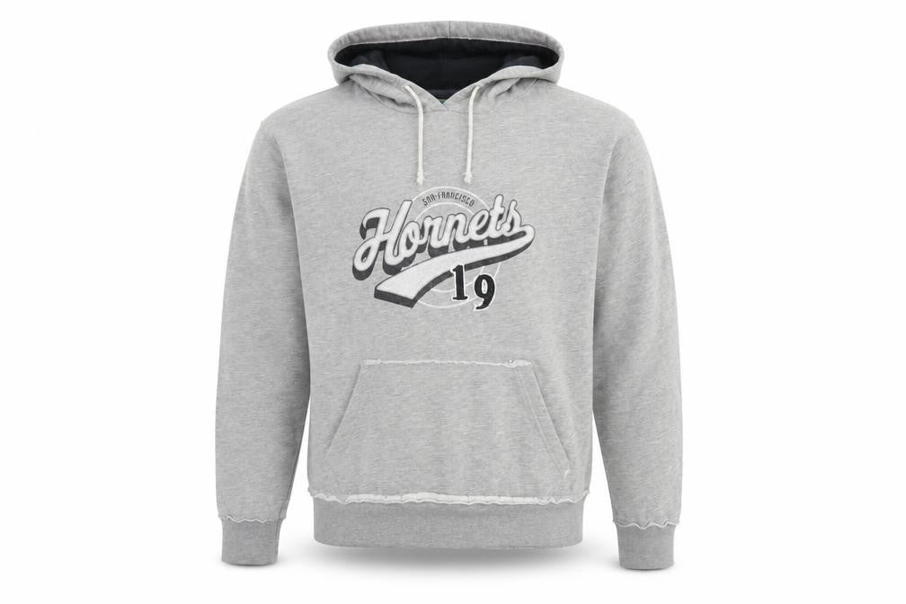 Front view of Dunnes Men's Grey Logo Hoodie, Medium, Pullover