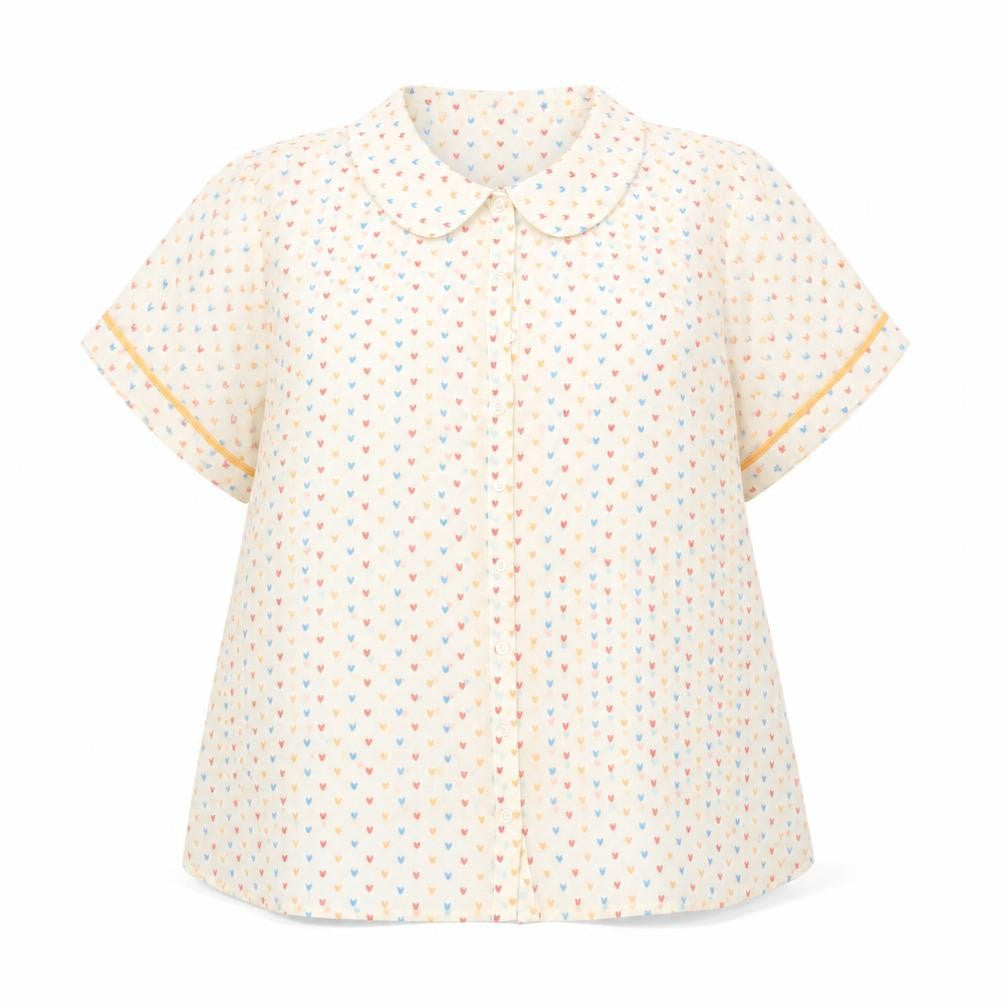 Front view of ModCloth Women's Ivory Geometric Blouse 18 Plus