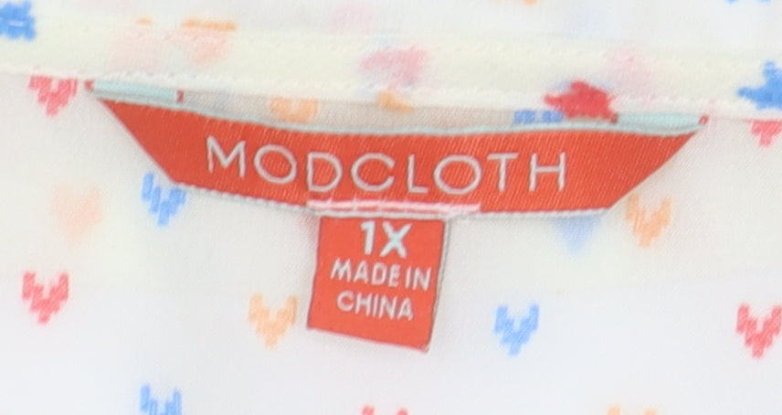 ModCloth Women's Ivory Geometric Blouse 18 Plus