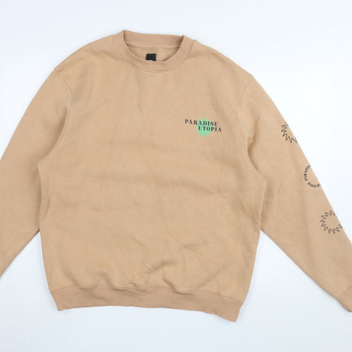 River Island Men's Beige Graphic Print Sweatshirt M