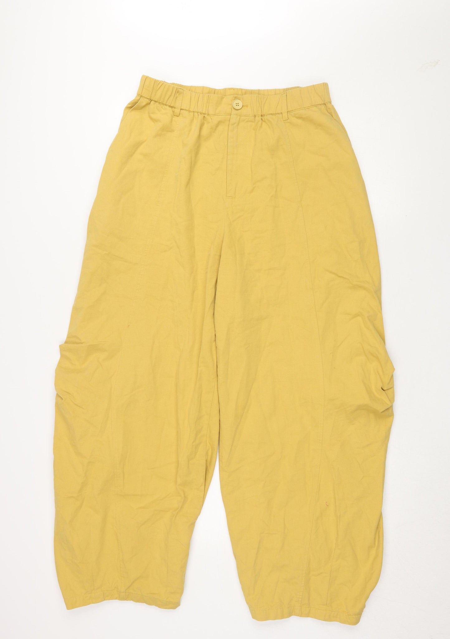 Cider Women's Yellow Cargo Trousers, Size L, Relaxed Fit