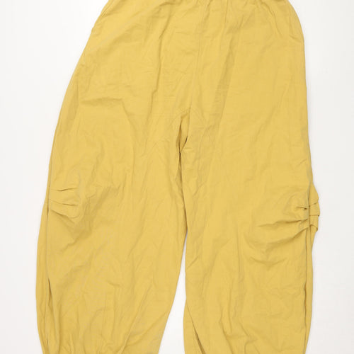 Cider Women's Yellow Cargo Trousers, Size L, Relaxed Fit