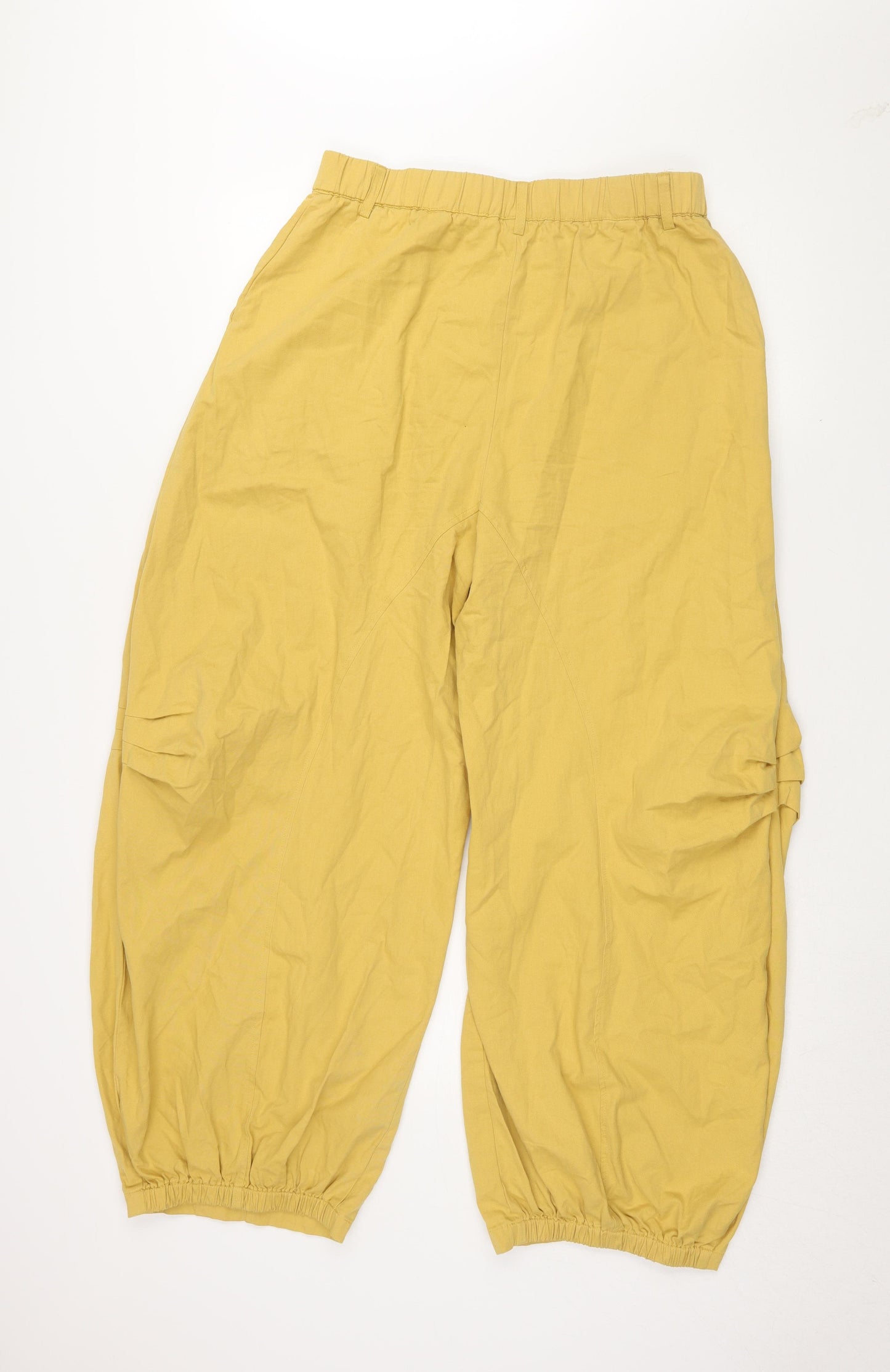 Cider Women's Yellow Cargo Trousers, Size L, Relaxed Fit