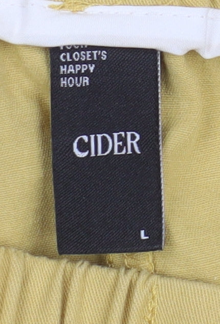 Cider Women's Yellow Cargo Trousers, Size L, Relaxed Fit