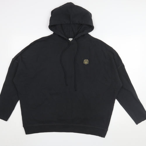 River Island Men's Black Pullover Hoodie L