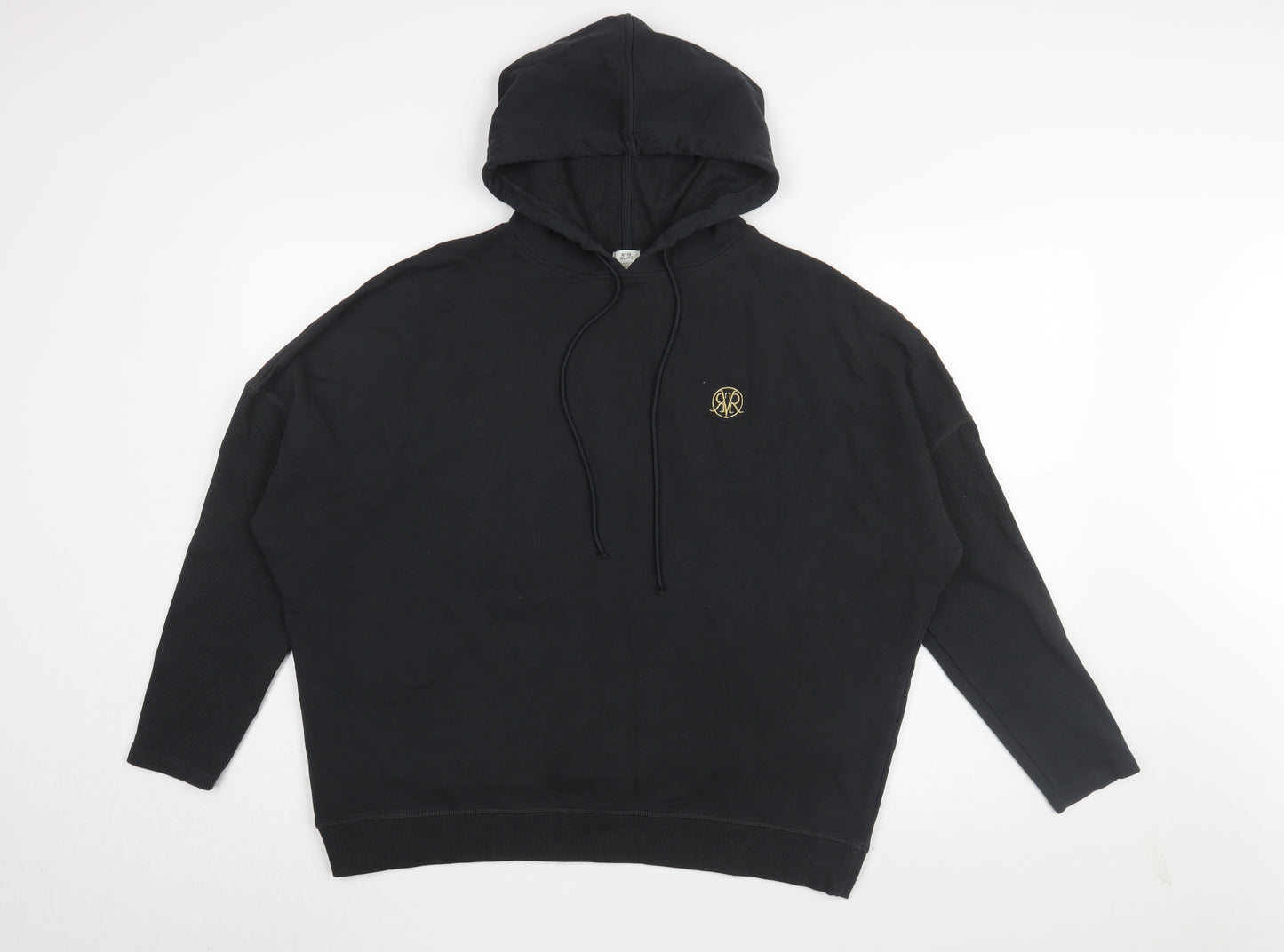 River Island Men's Black Pullover Hoodie L