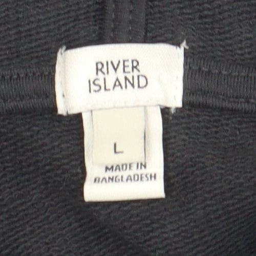 River Island Men's Black Pullover Hoodie L