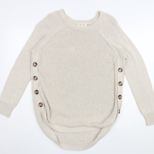 RD Style Women's Beige Medium Crew Neck Pullover Jumper