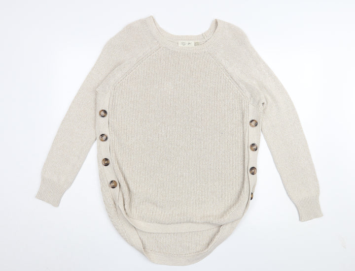 RD Style Women's Beige Medium Crew Neck Pullover Jumper