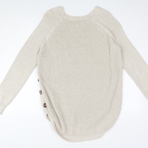 RD Style Women's Beige Medium Crew Neck Pullover Jumper