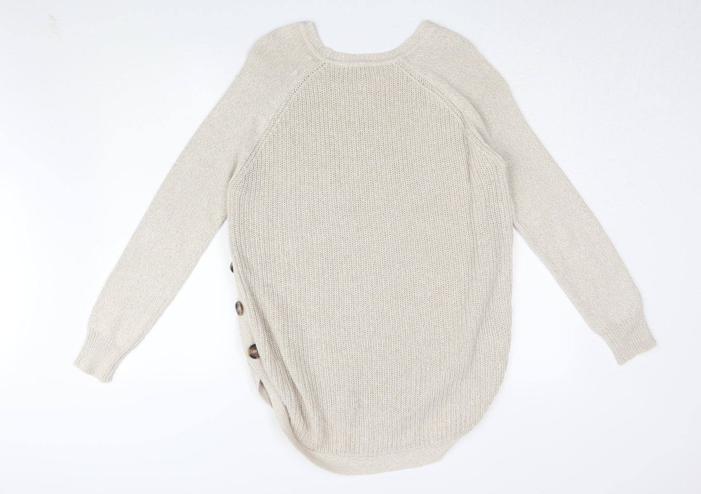 RD Style Women's Beige Medium Crew Neck Pullover Jumper