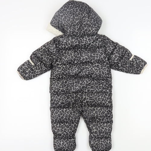 Michael Kors Unisex Grey Animal Print Puffer Snowsuit, 6-9M