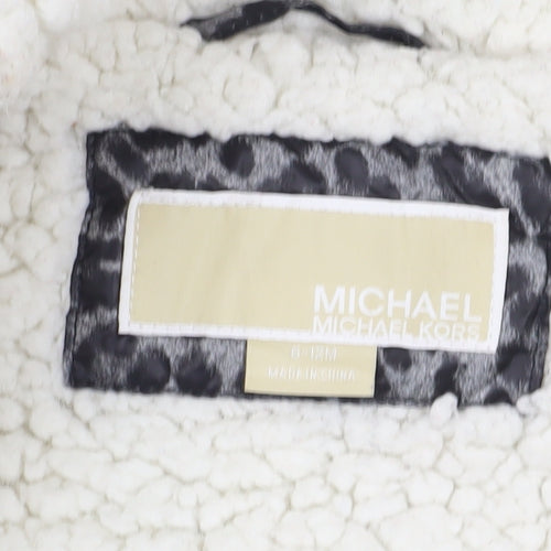 Michael Kors Unisex Grey Animal Print Puffer Snowsuit, 6-9M