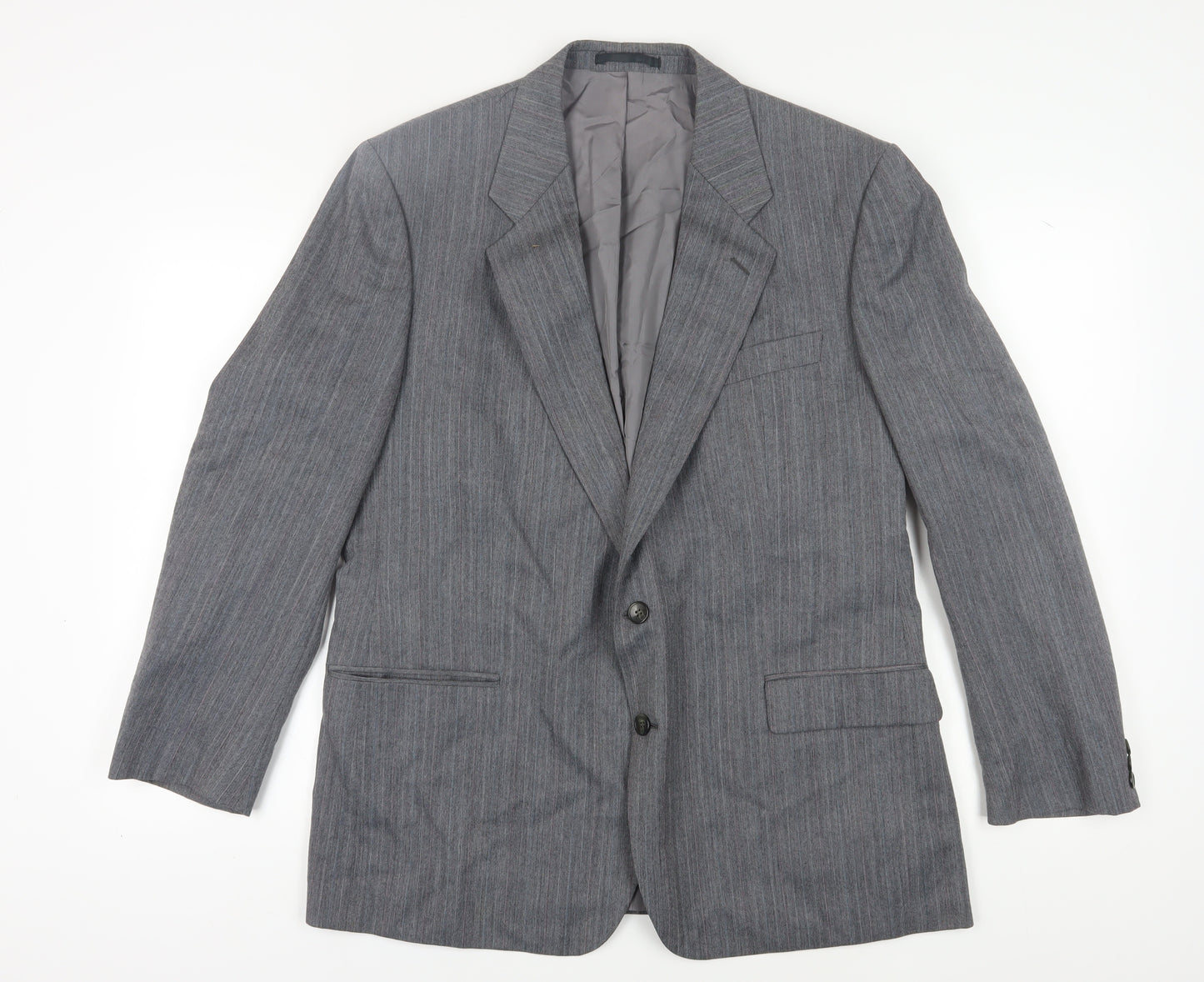 St Michael Men's Grey Striped Blazer, Size 44R, Classic Style
