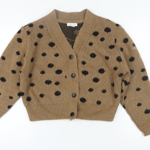 Topshop Women's Brown Polka Dot Cardigan Size S