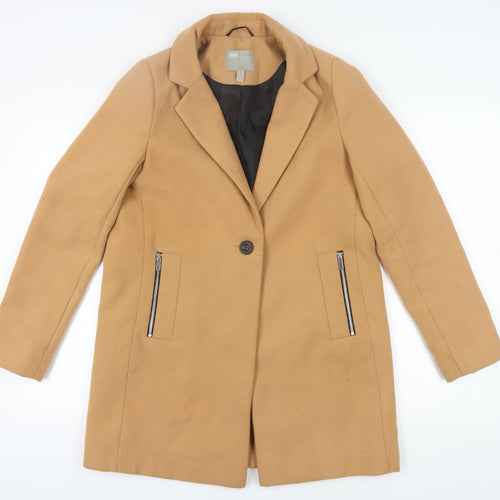 ASOS Women's Beige Coat Size 12 with Zipped Pockets