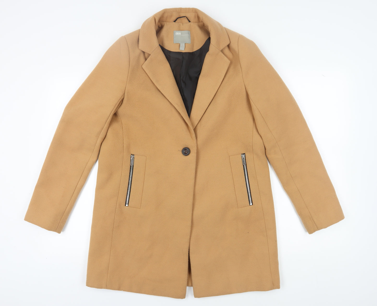 ASOS Women's Beige Coat Size 12 with Zipped Pockets