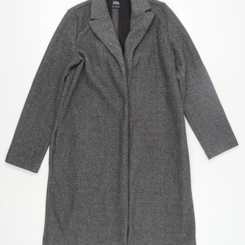 Zara Women's Grey Overcoat S Collared Mid-Length