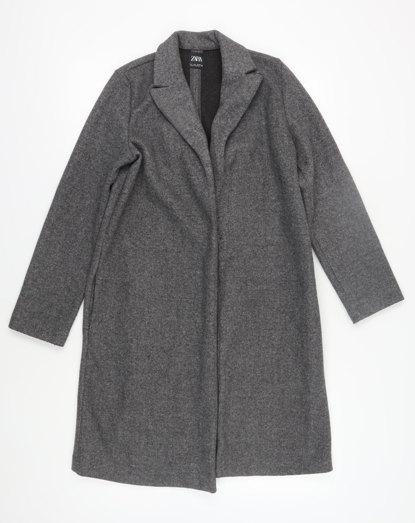 Zara Women's Grey Overcoat S Collared Mid-Length