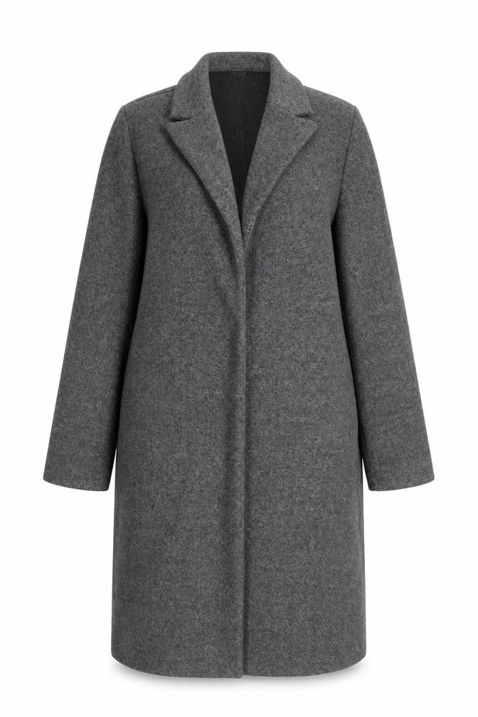 Front view of Zara Women's Grey Overcoat S Collared Mid-Length