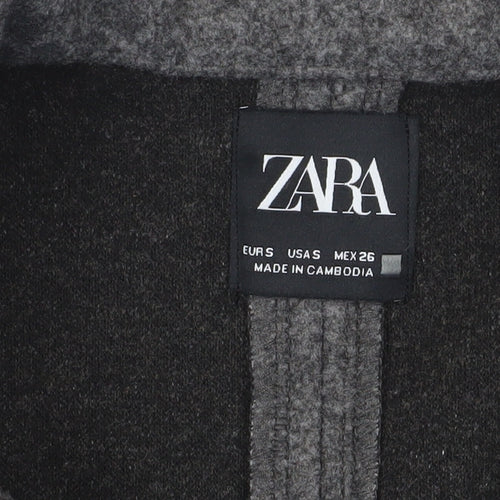 Zara Women's Grey Overcoat S Collared Mid-Length