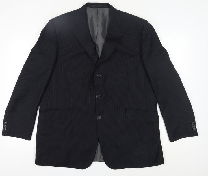 Marks and Spencer Men's Blue Striped Blazer 46R