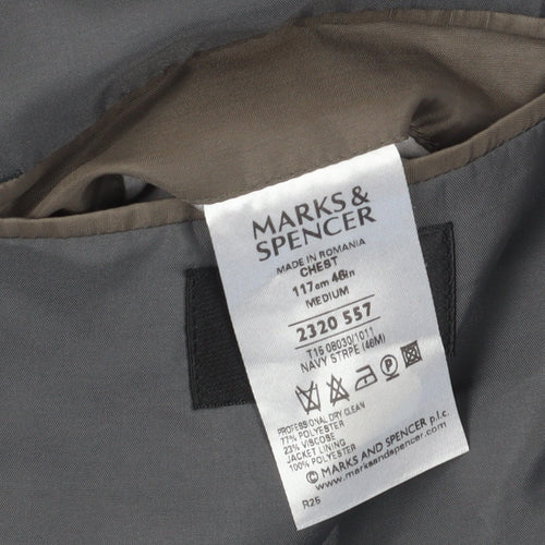 Marks and Spencer Men's Blue Striped Blazer 46R