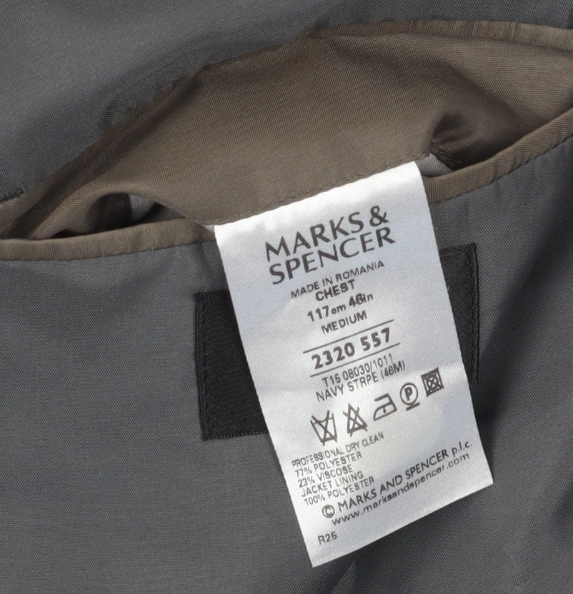 Marks and Spencer Men's Blue Striped Blazer 46R